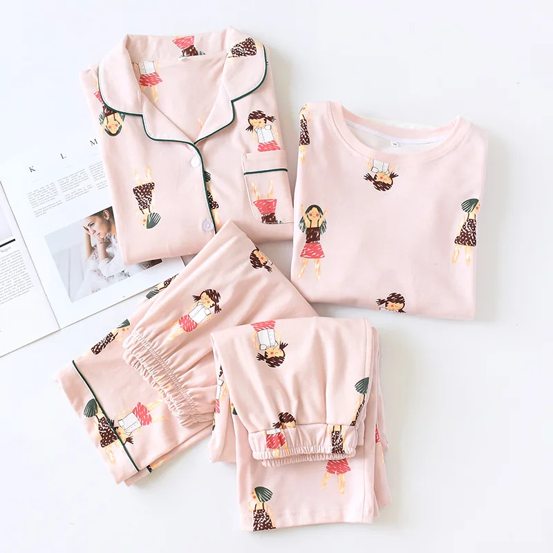 New Women Cotton Pajama Set Long Sleeve Cartoon Printing Pajamas Spring Keep Warm Two Piece Sleepwear Loungewear Home Clothes
New Women Cotton Pajama Set Long Sleeve Cartoon Printing Pajamas Spring Keep Warm Two Piece Sleepwear Loungewear Home Clothes