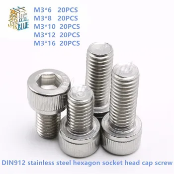 100PC Metric thread M3*6,8,10,12,16 stainless steel hexagon socket head cap screw,DIN912
100PC Metric thread M3*6,8,10,12,16 stainless steel hexagon socket head cap screw,DIN912
