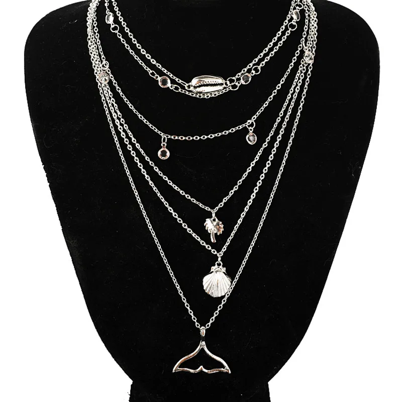 2019 New Bohemia Vintage Shell Tree Pendant Necklaces for Women Multilayer Sliver Crystal Fishtail Necklace Beach Jewelry gift
2019 New Bohemia Vintage Shell Tree Pendant Necklaces for Women Multilayer Sliver Crystal Fishtail Necklace Beach Jewelry gift