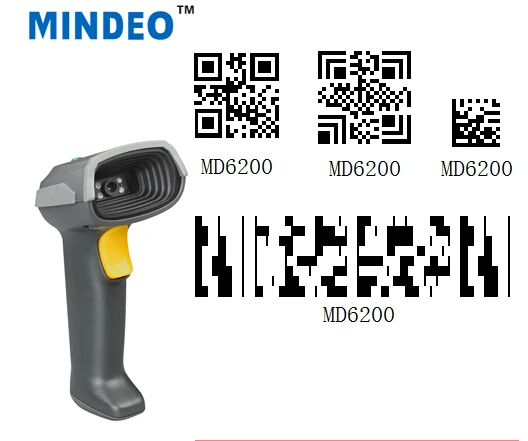 2D Laser Barcod scanner Mindeo MD-6200 High Speed Handheld Bar code scanner