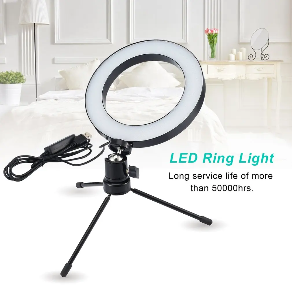 

16mm Dimmable LED Studio Camera Ring Light Photo Phone Video Light Lamp With Tripods Selfie Stick Ring Table Fill Light For Cano