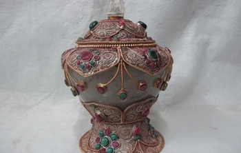 Tibet Silver wire inlay ruby beryl crystal Aquarius Jar Crock Vase Pot
Tibet Silver wire inlay ruby beryl crystal Aquarius Jar Crock Vase Pot