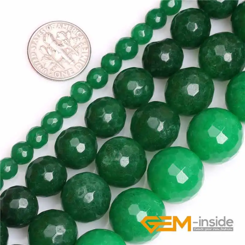 

Green Jades Round Faceted Loose Spacer Accessorries Beads For Jewelry Making Strand 15 inch DIY Jewelry Bead For Women Gifts