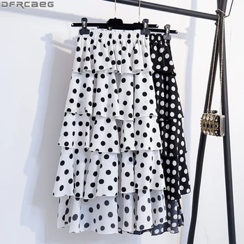 New Summer Women Skirt High Waist Elastic Polka Dot Ladies Skirts Layered Pleated Ruffles Jupe Femme Plus Size Black White Saias
New Summer Women Skirt High Waist Elastic Polka Dot Ladies Skirts Layered Pleated Ruffles Jupe Femme Plus Size Black White Saias