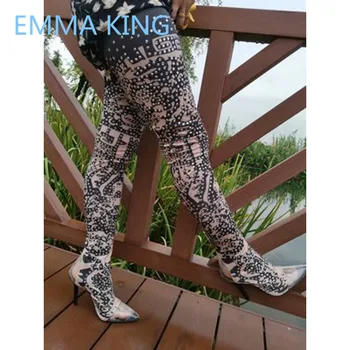 Runway Prints Full Crystal Studded Women Thigh High Boots PVC Clear Pointed Toe Sexy High Heels Shoes Woman Stretch Socks Boots
Runway Prints Full Crystal Studded Women Thigh High Boots PVC Clear Pointed Toe Sexy High Heels Shoes Woman Stretch Socks Boots