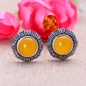 MetJakt Natural Yellow Chalcedony Vintage Clip Earrings with Zircon Solid 925 Sterling Silver Earring for Women's Jewelry
MetJakt Natural Yellow Chalcedony Vintage Clip Earrings with Zircon Solid 925 Sterling Silver Earring for Women's Jewelry