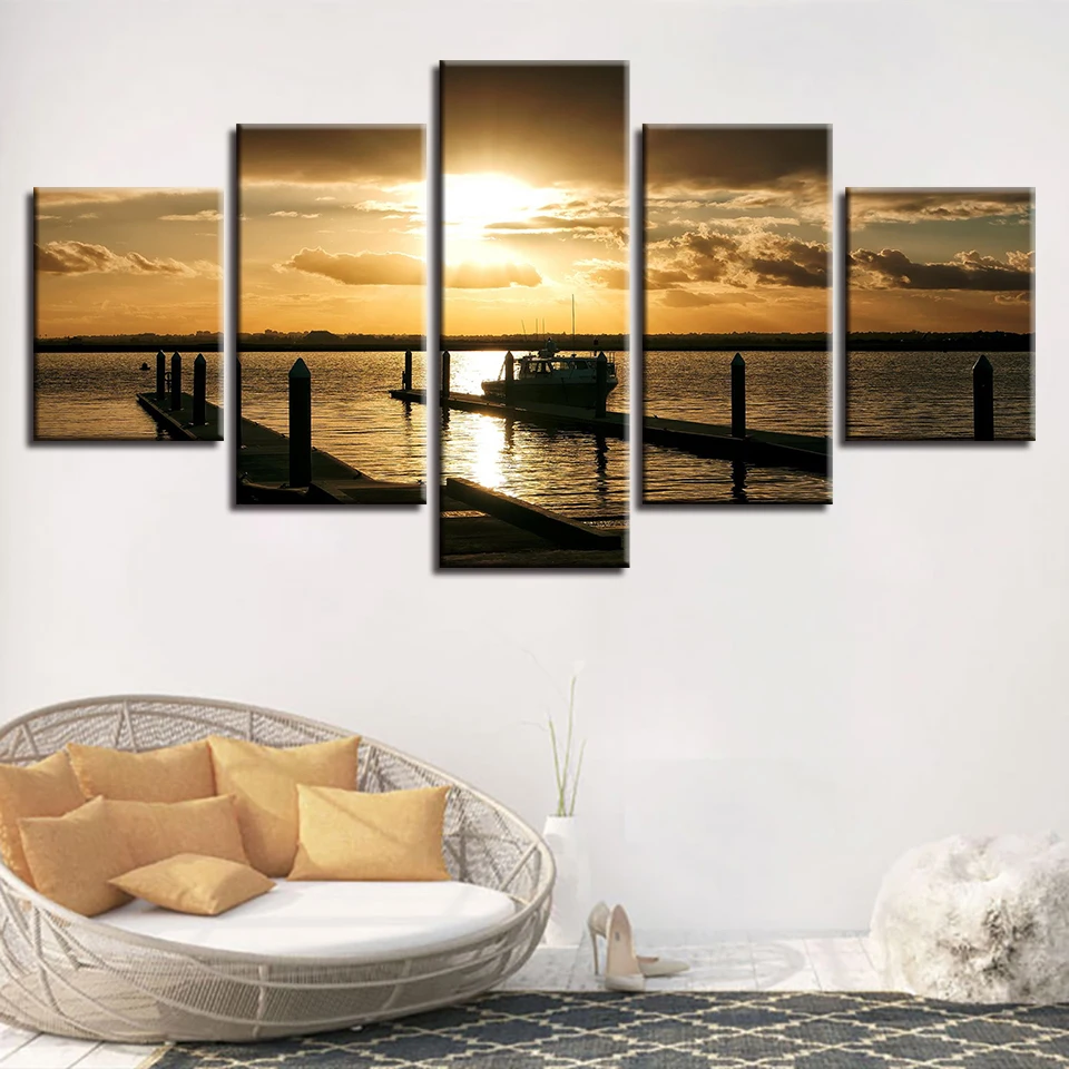 Decor Living Room Wall Art HD Print 5 Pieces Wooden Bridge And Ship Sunset Seascape Painting Poster Frame Modular Canvas Picture
Decor Living Room Wall Art HD Print 5 Pieces Wooden Bridge And Ship Sunset Seascape Painting Poster Frame Modular Canvas Picture