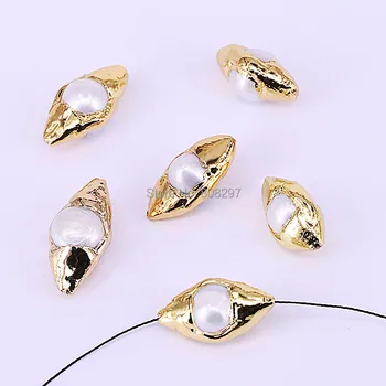 10Pcs Popular Gold Electroplated Natural Pearl Connector Spacer Bead, Freshwater Pearl Connector Beads, for Jewelry Making
10Pcs Popular Gold Electroplated Natural Pearl Connector Spacer Bead, Freshwater Pearl Connector Beads, for Jewelry Making