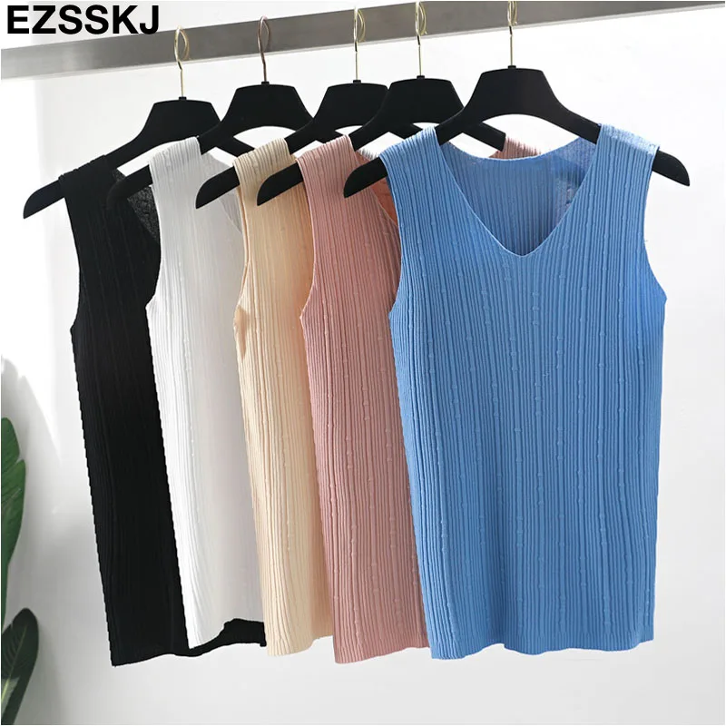 2019 new Summer Casual V-Neck knit tank Top elegant sleeveless T Shirt Women loose knitted tank tops solid Female top
2019 new Summer Casual V-Neck knit tank Top elegant sleeveless T Shirt Women loose knitted tank tops solid Female top