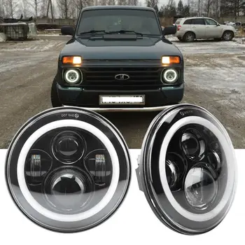 7Inch LED Headlamps with Halo Ring Amber Turn Signal For lada niva 4x4 suzuki samurai 7" LED DRL Halo Headlights For VAZ 2101
7Inch LED Headlamps with Halo Ring Amber Turn Signal For lada niva 4x4 suzuki samurai 7" LED DRL Halo Headlights For VAZ 2101