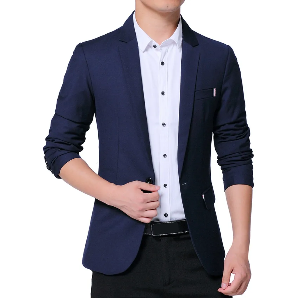 Feitong Men's Business Suit Jacket Autumn One Button Suit For Self-Cultivation Solid Blue Black Coats
Feitong Men's Business Suit Jacket Autumn One Button Suit For Self-Cultivation Solid Blue Black Coats