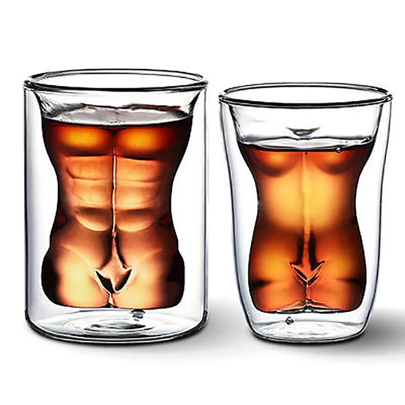 Image Hot Sexy Lady Men Durable Double Wall Whiskey Glasses Wine Shot Glass Beer Cup Red Wine Glass Glassware Drinking For Barware