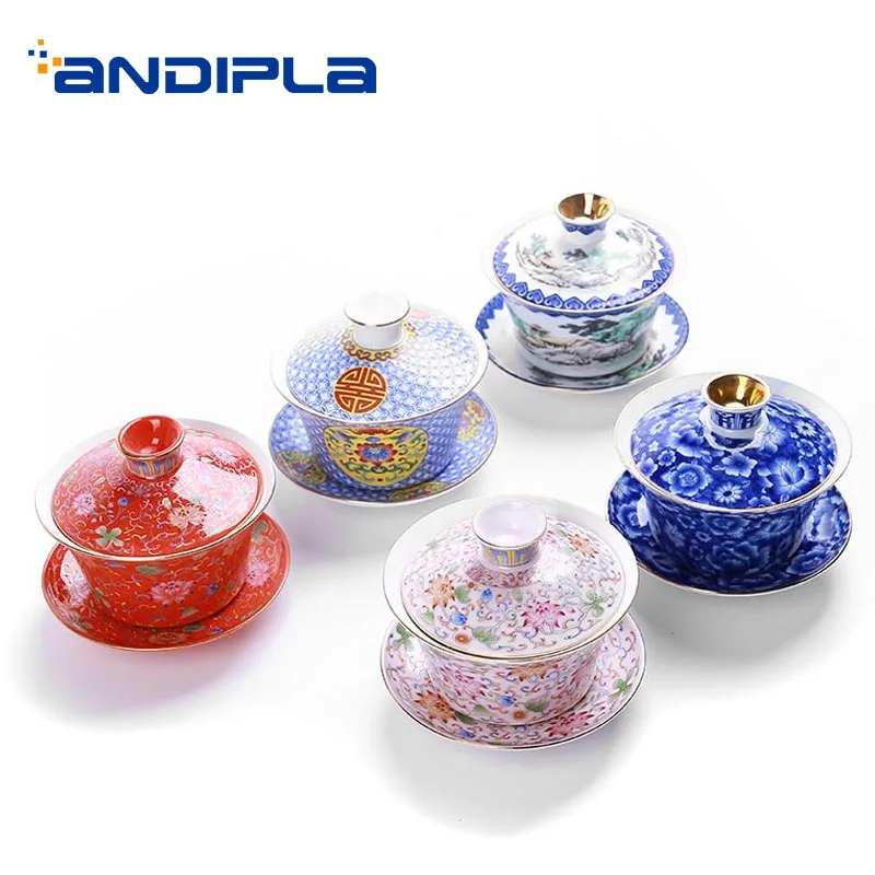 300ml Enamel Gaiwan Ceramic Porcelain Hand Painted Drinkware Office Tea Ceremony Tea Bowl with Saucer Lid Set Teapot for Gifts
300ml Enamel Gaiwan Ceramic Porcelain Hand Painted Drinkware Office Tea Ceremony Tea Bowl with Saucer Lid Set Teapot for Gifts