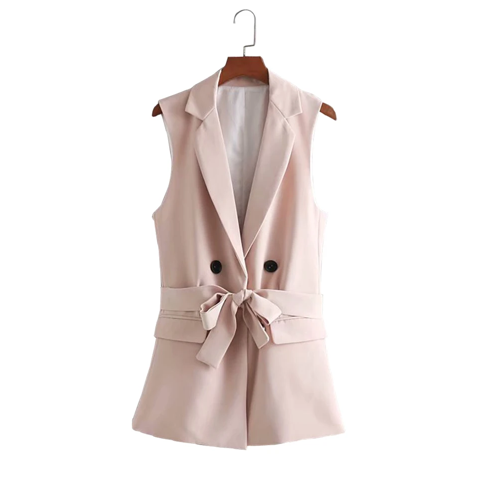 Women Office Lady Solid Vest Coats Summer Spring V-Neck Sashes Bow Tie Double Breasted Female Casual WaistCoat colete Outerwear
Women Office Lady Solid Vest Coats Summer Spring V-Neck Sashes Bow Tie Double Breasted Female Casual WaistCoat colete Outerwear