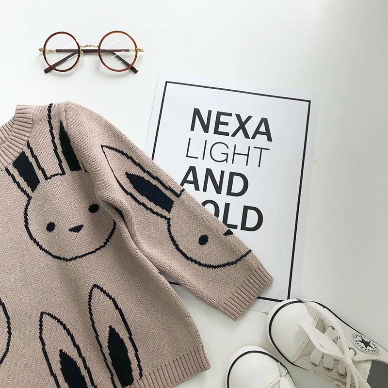 Ins/модные свитера для маленьких девочек Свитер с рисунком кролика мальчиков