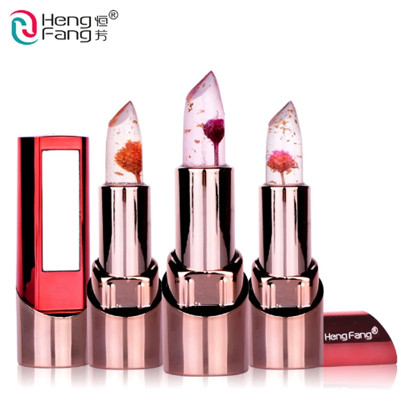 

Clearance sale HengFang Brand Gold Flower Lipstick 3 Fruit Flavors Temperature changed Lip Balm Moisturizer Lips 3.5g Makeup