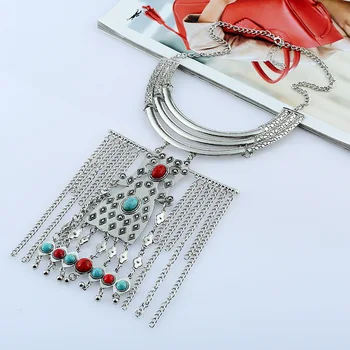 LZHLQ Vintage Multilayer Long Tassel Maxi Necklaces Geometric Metal Hollow Ethnic Carved Blue Stone Necklace Women Brand Jewelry
LZHLQ Vintage Multilayer Long Tassel Maxi Necklaces Geometric Metal Hollow Ethnic Carved Blue Stone Necklace Women Brand Jewelry