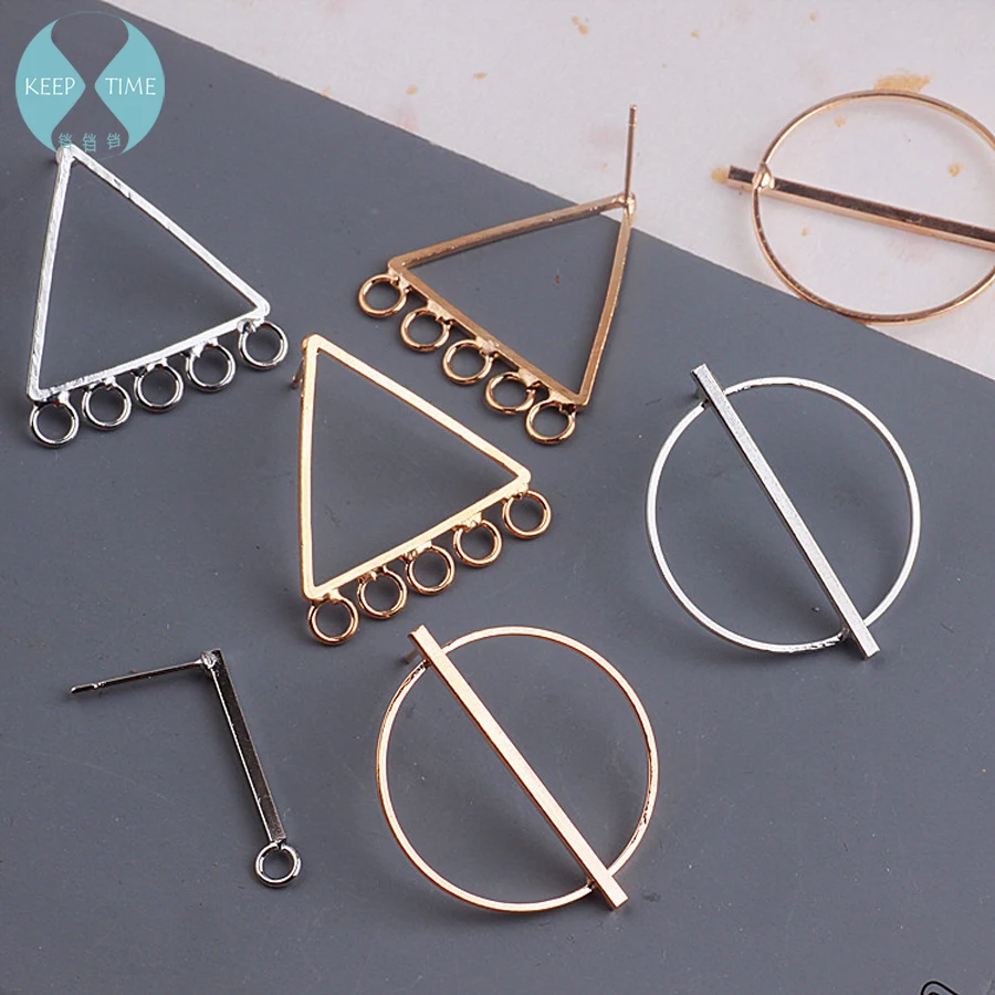 Copper DIY Korean temperament earring material, fashion simple triangle, circle long strip, earring fittings
Copper DIY Korean temperament earring material, fashion simple triangle, circle long strip, earring fittings