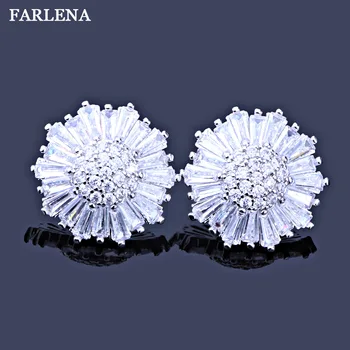 FARLENA Jewelry High Quality Trapezoidal Zircon Sunflower Stud Earrings Fashion CZ Crystal Earrings for Women Wedding Party
FARLENA Jewelry High Quality Trapezoidal Zircon Sunflower Stud Earrings Fashion CZ Crystal Earrings for Women Wedding Party