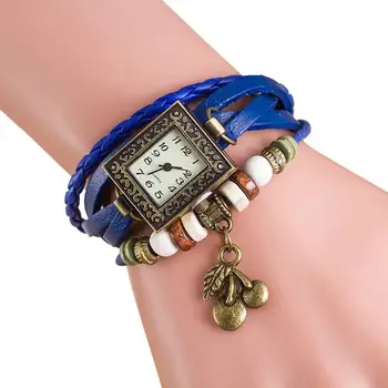 Superior Quartz Rectangle Weave Around Leather Cherry Bracelet Lady Woman Wrist Watch relogio feminino August 19
Superior Quartz Rectangle Weave Around Leather Cherry Bracelet Lady Woman Wrist Watch relogio feminino August 19