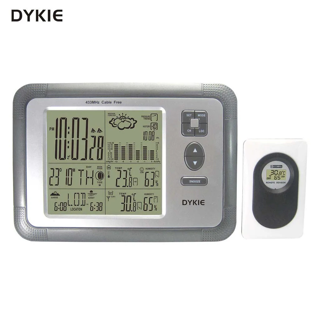 Wireless Weather Station with Digital Alarm Clock Barometer Indoor Outdoor Thermometer Hygrometer Sunrise Sunset Free Shipping
Wireless Weather Station with Digital Alarm Clock Barometer Indoor Outdoor Thermometer Hygrometer Sunrise Sunset Free Shipping