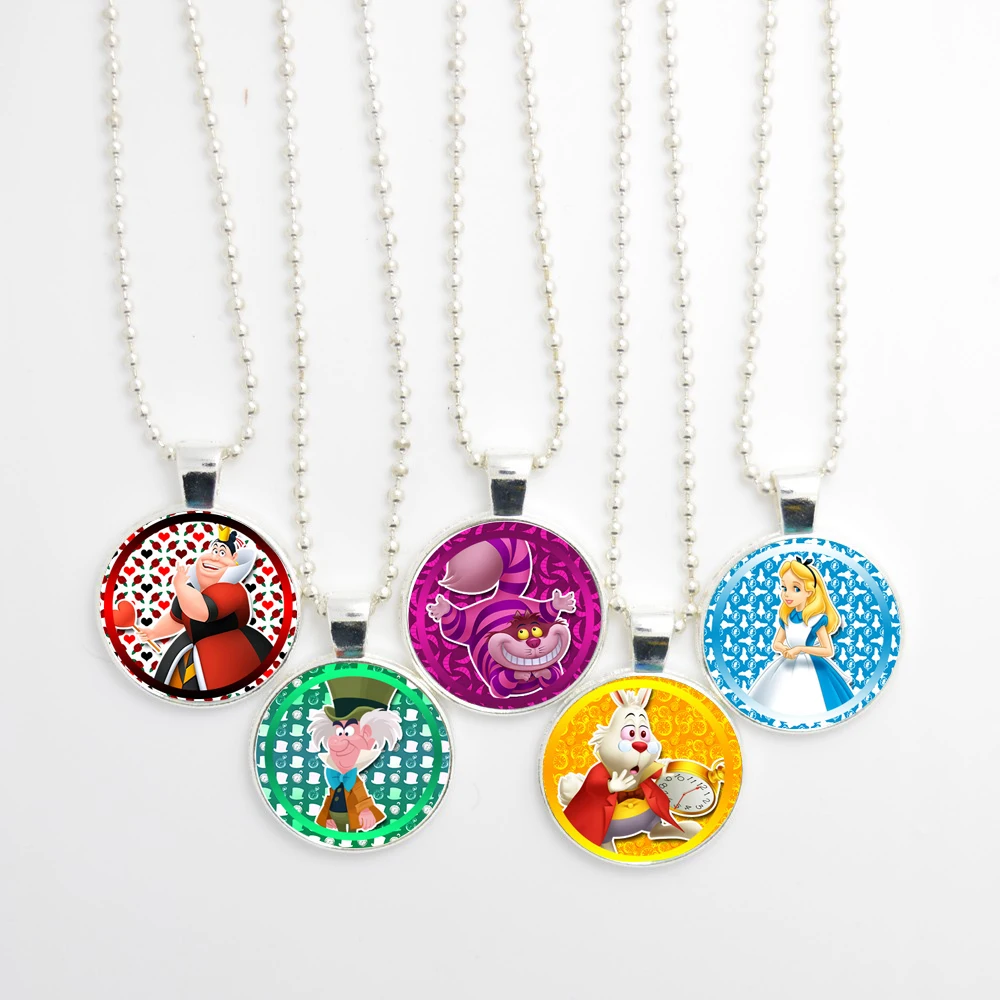Anime Alice in Wonderland Pendant Necklace Jewelry with Figure Pattern 25mm Glass Cabochon Necklace for Birthday Party Gift 5pcs
Anime Alice in Wonderland Pendant Necklace Jewelry with Figure Pattern 25mm Glass Cabochon Necklace for Birthday Party Gift 5pcs