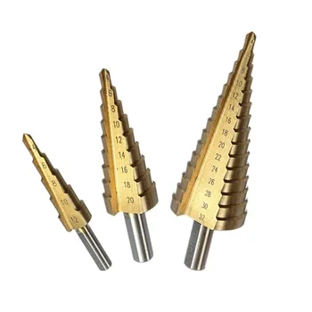 3pcs HSS High Speed Steel Titanium Step Drill Bit 4-12mm 4-20mm 4-32mm Step Cone Cutt Tools Woodworking Wood Metal Drill Bit Set
3pcs HSS High Speed Steel Titanium Step Drill Bit 4-12mm 4-20mm 4-32mm Step Cone Cutt Tools Woodworking Wood Metal Drill Bit Set