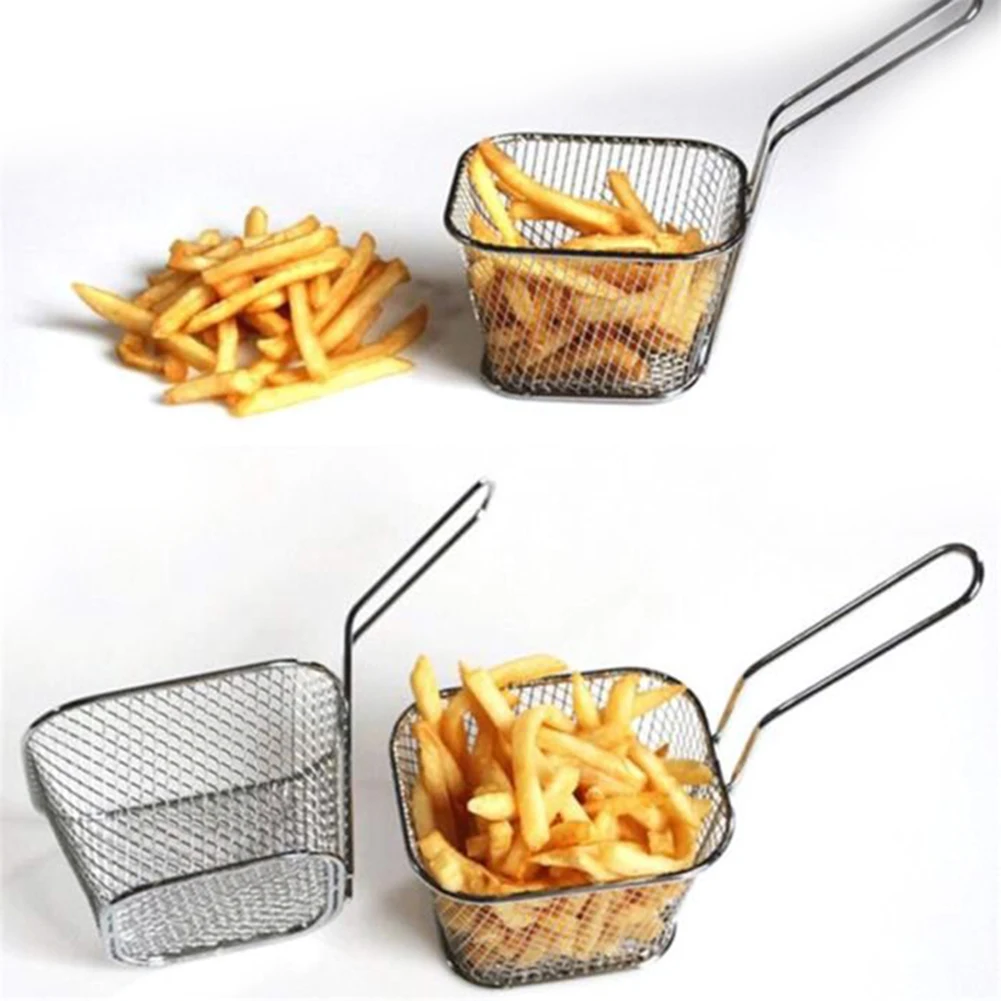 Portable Stainless Steel Chips Mini Frying Basket Strainer Fryer Kitchen Cooking Chef Basket Colander Tool French Fries Basket
Portable Stainless Steel Chips Mini Frying Basket Strainer Fryer Kitchen Cooking Chef Basket Colander Tool French Fries Basket
