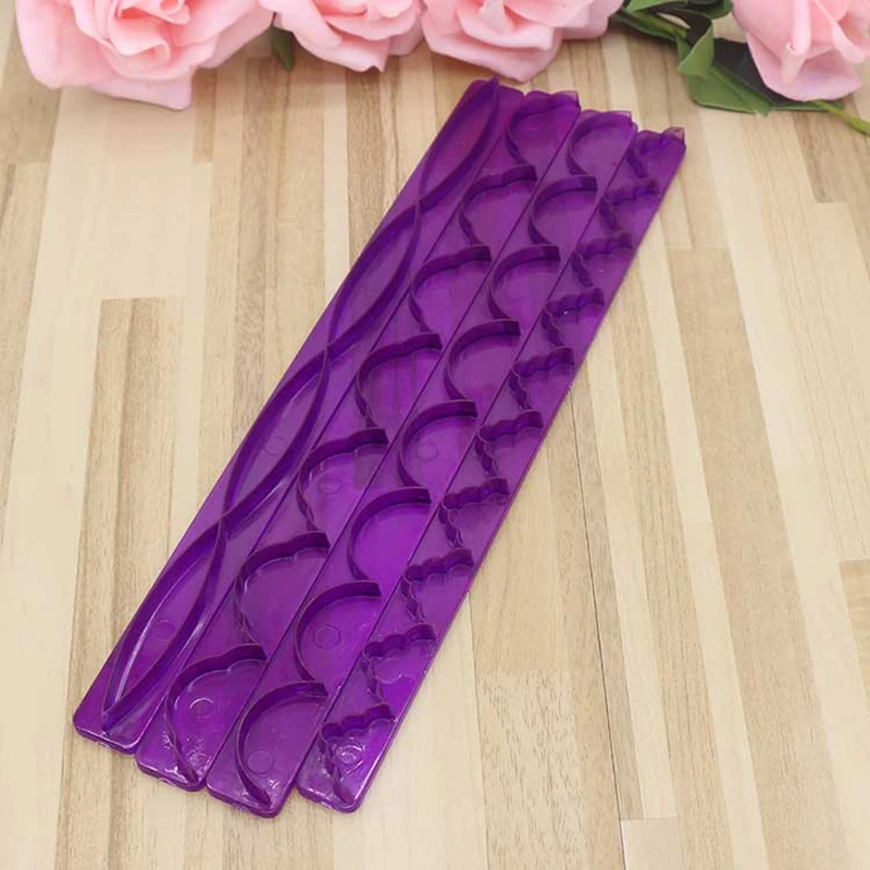 4Pcsset Long Skirt Lace Strip Die Fondant Cake Mold Cake Embossing Cutters DIY Ribbon Styling Tool Pastry Wedding Baking Tools5