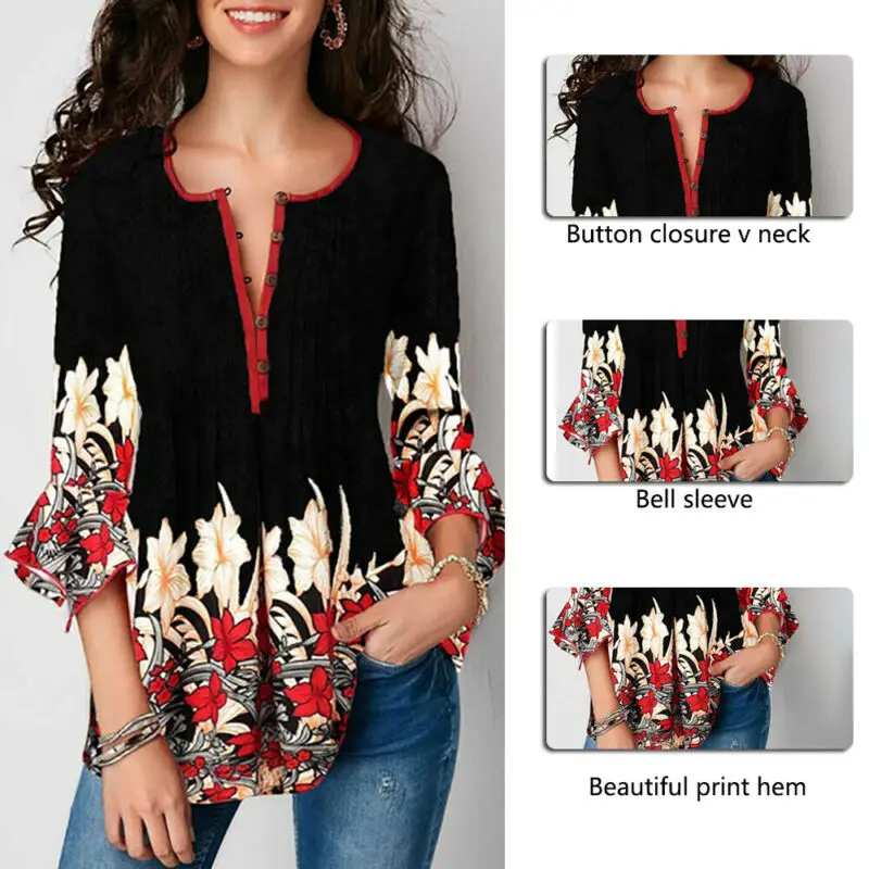 Women O Neck Peasant Tops Pleated Button T-Shirts Summer Floral Ruffles 3/4 Sleeve Loose Tunic Casual Shirt
Women O Neck Peasant Tops Pleated Button T-Shirts Summer Floral Ruffles 3/4 Sleeve Loose Tunic Casual Shirt