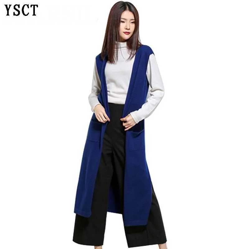 YUNSHUCLOSET 2017 women sleeveless long cardigan with a pocket of cashmere knitted fashion split style can match sweater
YUNSHUCLOSET 2017 women sleeveless long cardigan with a pocket of cashmere knitted fashion split style can match sweater