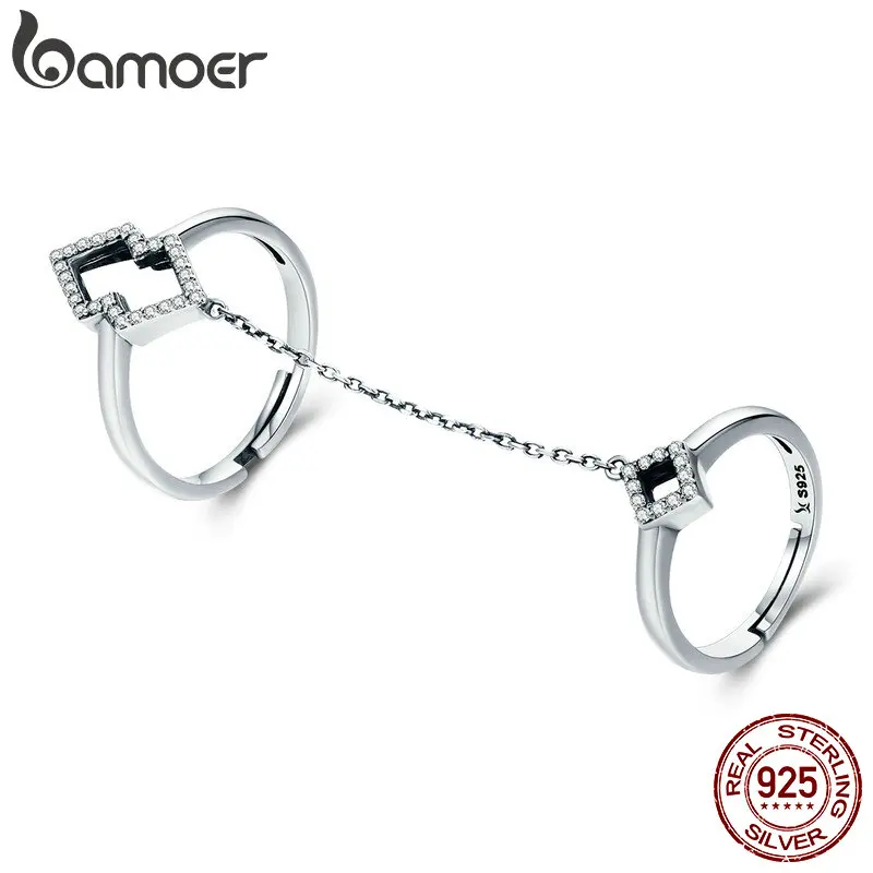 BAMOER 100% Authentic 925 Sterling Silver Anel Double Layer Clear CZ Geometric Square Finger Rings Female Silver Jewelry SCR259
BAMOER 100% Authentic 925 Sterling Silver Anel Double Layer Clear CZ Geometric Square Finger Rings Female Silver Jewelry SCR259