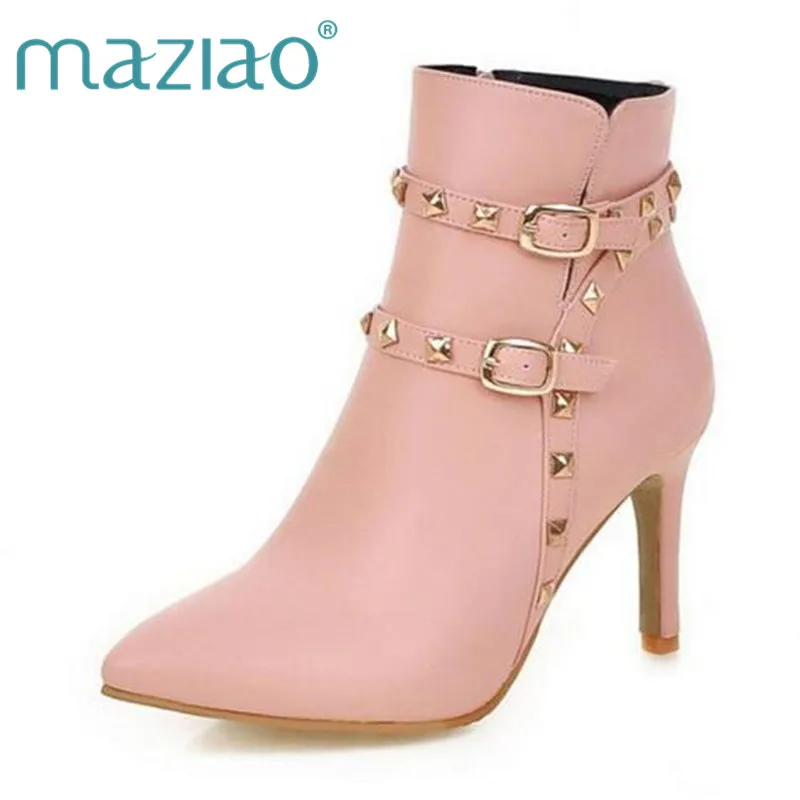 MAZIAO Brand New Women Pointed Toe Thin Heel Ankle Boots Woman Buckle Rivets Botas Ladies Party Shoes Footwear Size 31-43
MAZIAO Brand New Women Pointed Toe Thin Heel Ankle Boots Woman Buckle Rivets Botas Ladies Party Shoes Footwear Size 31-43