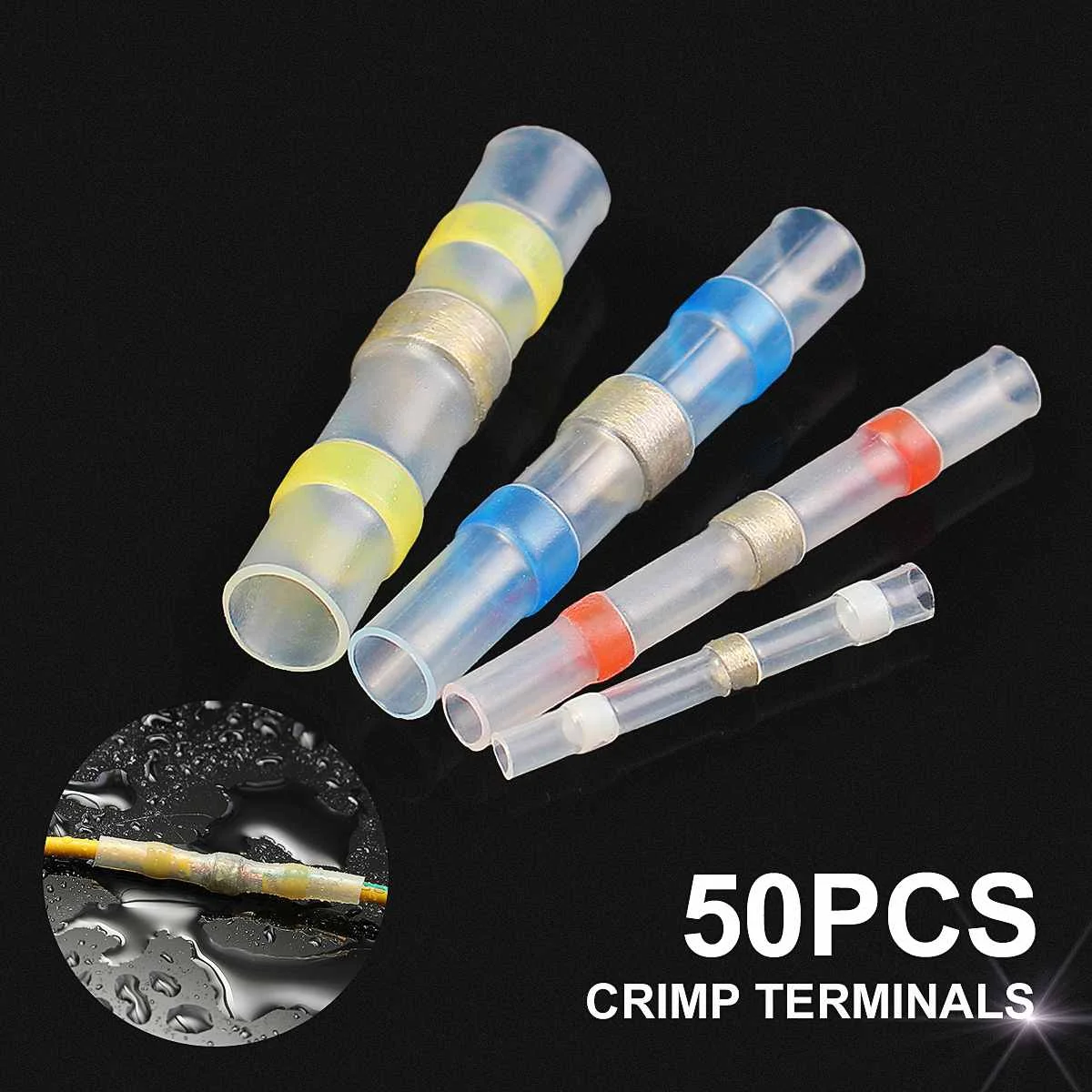 50PCS Waterproof Heat Shrink Splice Wire Connector Soldering Sleeving Kit 26-10AWG Insulative Terminal Wire Cable Butt Connector
50PCS Waterproof Heat Shrink Splice Wire Connector Soldering Sleeving Kit 26-10AWG Insulative Terminal Wire Cable Butt Connector