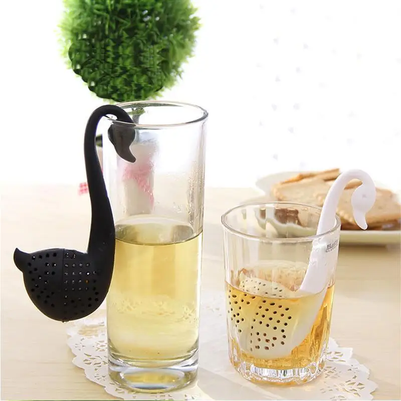 

1 Pcs Swan Spoon Tea Strainer Infuser Teaspoon bag Filter Kitchen Plastic teapot reusable capsules drinkware cooking accessoies
