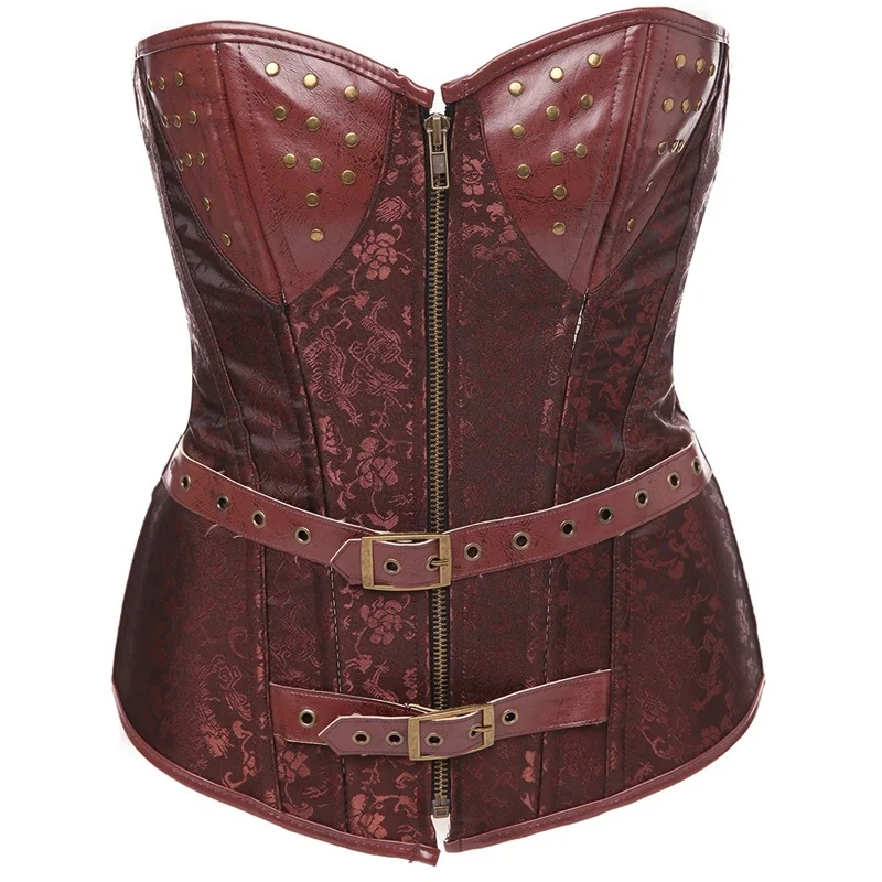 Cosplay Medieval Vintage Brown Retro Sexy Basque Gothic Corset up Steel Boned Brocade Steampunk Corselet adult uniform game cost
Cosplay Medieval Vintage Brown Retro Sexy Basque Gothic Corset up Steel Boned Brocade Steampunk Corselet adult uniform game cost