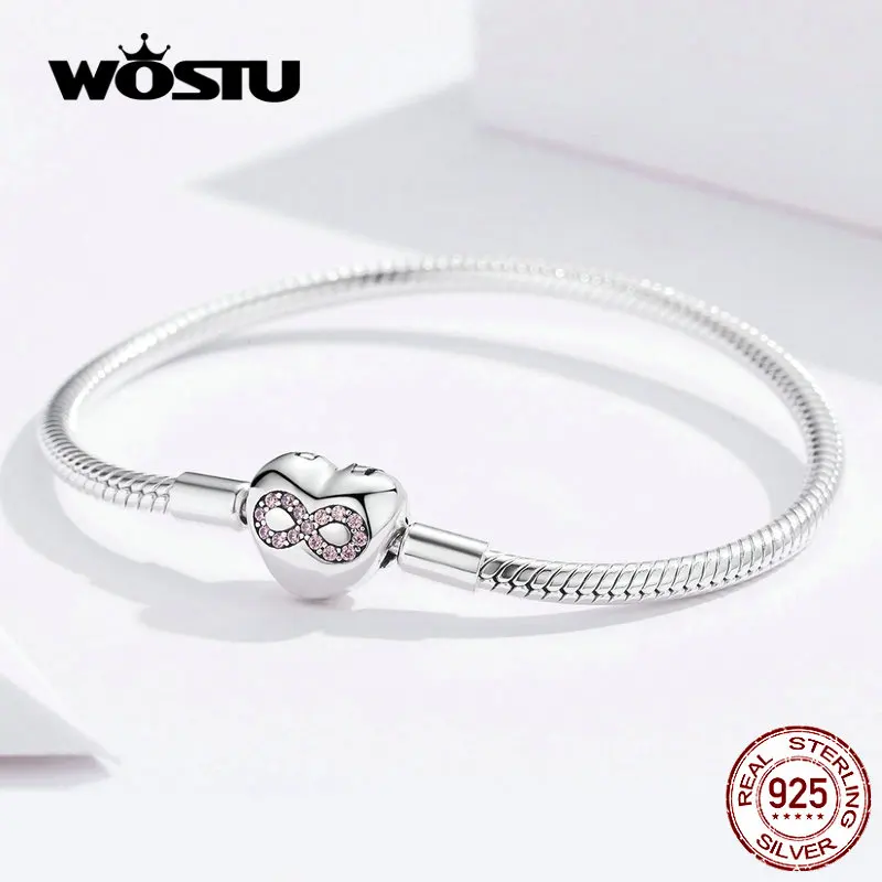 WOSTU Heart Infinity Love Bracelets 100% 925 Sterling Silver Pink Zircon Charm Bracelets Bangle For Women Fashion Jewelry FIB142
WOSTU Heart Infinity Love Bracelets 100% 925 Sterling Silver Pink Zircon Charm Bracelets Bangle For Women Fashion Jewelry FIB142