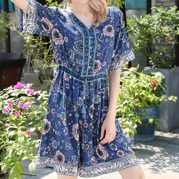 Bohemian Floral Print Hollow Out Wide Leg Rompers Women V-Neck Lace Up Loose Jumpsuit Sashes Adjustable Waist Overalls
Bohemian Floral Print Hollow Out Wide Leg Rompers Women V-Neck Lace Up Loose Jumpsuit Sashes Adjustable Waist Overalls