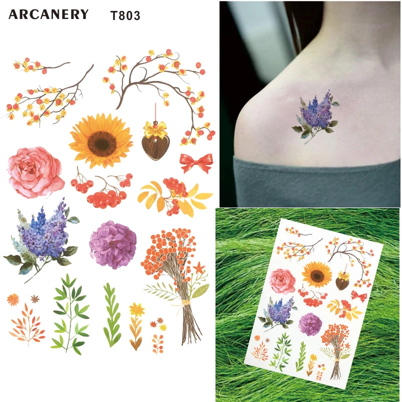 T803 1 Piece Colorful Flower Natural Waterproof Temporary Tattoo with Bellflower, Hyacinth,Sunflower Tattoos Pattern Body Art
T803 1 Piece Colorful Flower Natural Waterproof Temporary Tattoo with Bellflower, Hyacinth,Sunflower Tattoos Pattern Body Art