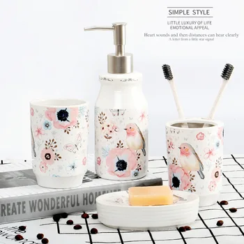 ceramic bathroom supplies bathroom set(4 pieces) mug cup, FLOWER WITH BIRD
ceramic bathroom supplies bathroom set(4 pieces) mug cup, FLOWER WITH BIRD