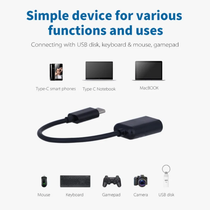 Type C OTG Cable Adapter USB 3.1 Type-C Male to USB 3.0 A Female OTG Data Cable Cord Adapter
Type C OTG Cable Adapter USB 3.1 Type-C Male to USB 3.0 A Female OTG Data Cable Cord Adapter