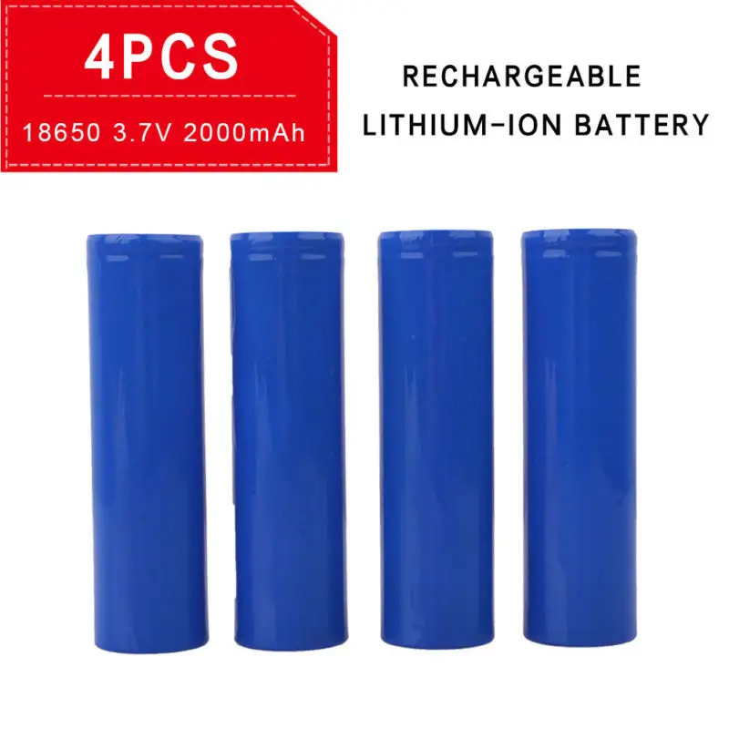 

4 шт., литиевая аккумуляторная батарея 18650, 3,7 в, 2000 мАч, 18650 для электронных сигарет, фонариков, игрушек на дистанционном управлении, литий-ионная батарея 18650