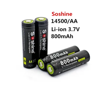 

4pcs 100% Original Soshine 14500 AA Li-ion Battery Protected 3.7V 800mAh Rechargeable Batteries with Battery Box For LED Torch