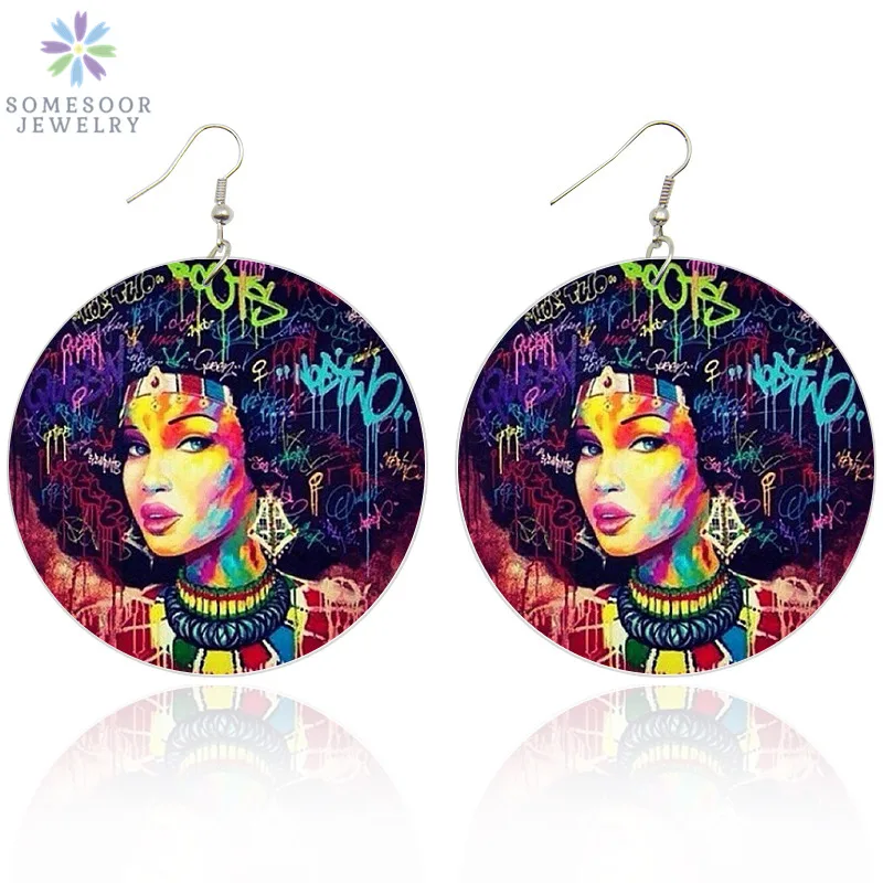 SOMESOOR Afro Natural Hair Women Wooden Drop Earrings African Dearm 6cm Flat Round Both Sides Painting Jewelry For Blacks Gift
SOMESOOR Afro Natural Hair Women Wooden Drop Earrings African Dearm 6cm Flat Round Both Sides Painting Jewelry For Blacks Gift