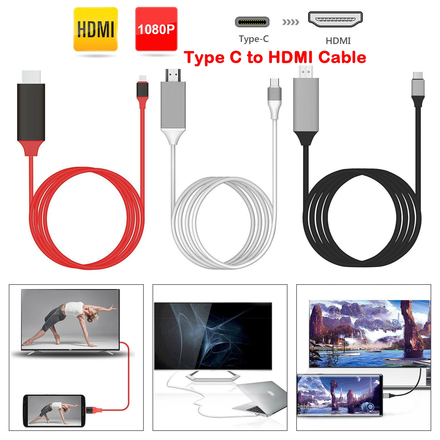 USB Type C To HDMI Adapter, USB 3.1 (USB-C) To HDMI Adapter Male To Male Converter for MacBook2016/Huawei Matebook/Smasung S8
USB Type C To HDMI Adapter, USB 3.1 (USB-C) To HDMI Adapter Male To Male Converter for MacBook2016/Huawei Matebook/Smasung S8