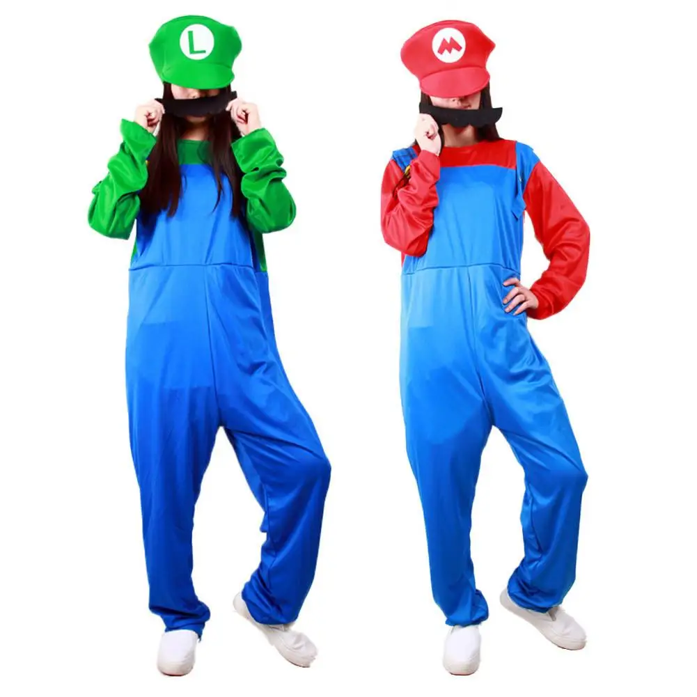 Halloween Costumes Funny Super Mario Luigi Brother Costume Adult Female Womens Girls Fantasia Cosplay Rompers+Top+Hat SML 
Halloween Costumes Funny Super Mario Luigi Brother Costume Adult Female Womens Girls Fantasia Cosplay Rompers+Top+Hat SML