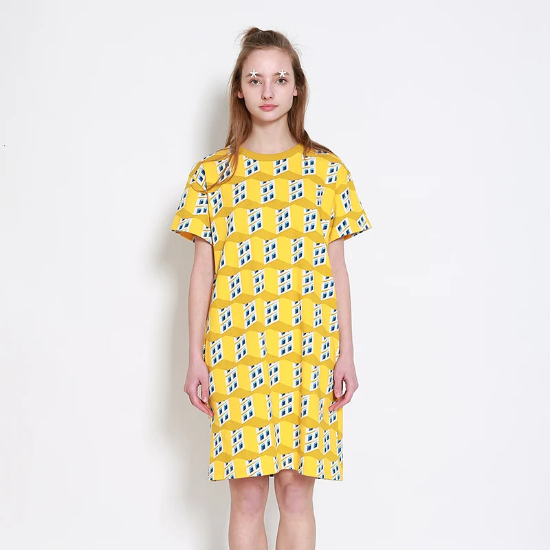 Fashion Women Casual Dress Short Sleeve 2018 Summer New Yellow Cute Windows Full Printed Straight Female Dresses Yellow Harajuku
Fashion Women Casual Dress Short Sleeve 2018 Summer New Yellow Cute Windows Full Printed Straight Female Dresses Yellow Harajuku