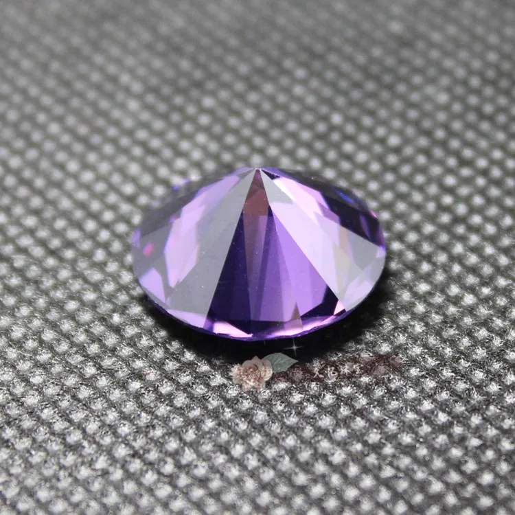 Круглые фиолетовые кубические циркониевые камни искусственные драгоценные