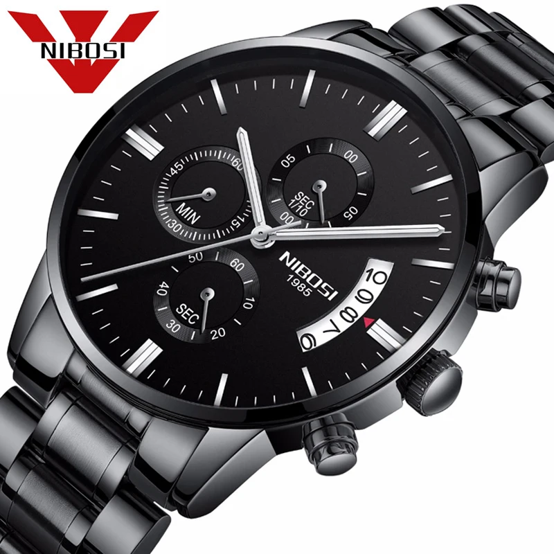 NIBOSI Mens Watches Top Brand Luxury Chronograph Watch Men Stainless Steel Quartz Watches Black Male Watches relogio masculino
NIBOSI Mens Watches Top Brand Luxury Chronograph Watch Men Stainless Steel Quartz Watches Black Male Watches relogio masculino