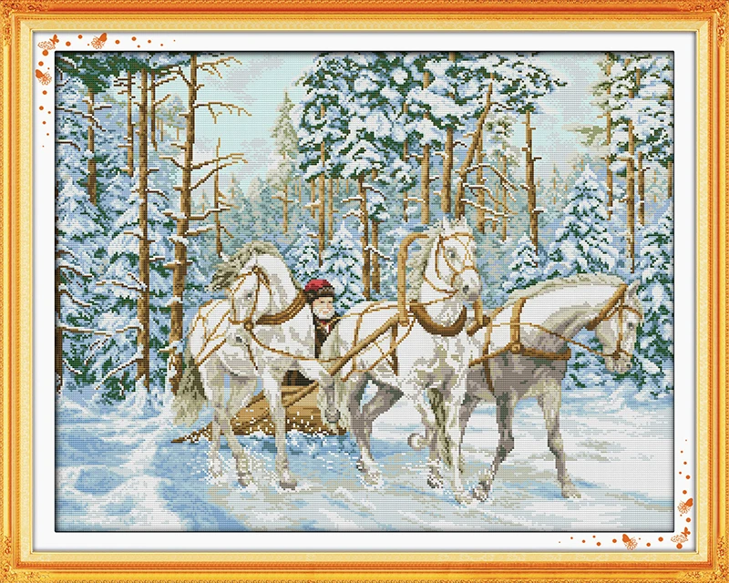The cart go through the snow Counted Cross Stitch 11CT Printed 14CT Set DIY Chinese Cross-stitch Kit Embroidery Needlework
The cart go through the snow Counted Cross Stitch 11CT Printed 14CT Set DIY Chinese Cross-stitch Kit Embroidery Needlework